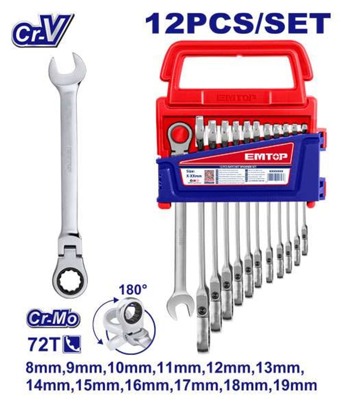 Jgo Llaves Combinadas Flexibles 12 PZS EMTOP